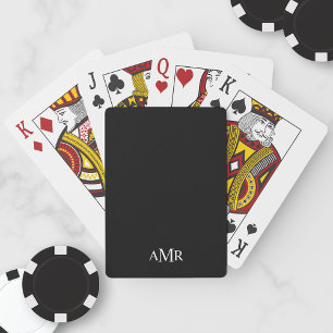 Klassiek zwart gepersonaliseerd monogram pokerkaarten