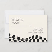 Klassiek zwart geruit patroon trouwfeest voor oude bedankkaart (Voorkant)