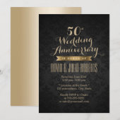 Klassiek zwart & goud 50ste huwelijksjubileum kaart (Voorkant / Achterkant)