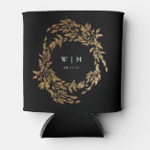 klassiek zwart goud crest monogram bruiloft cadeau blikjeskoeler (Voorkant)
