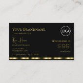 Klassiek zwart goud met monogram en Logo Visitekaartje (Achterkant)