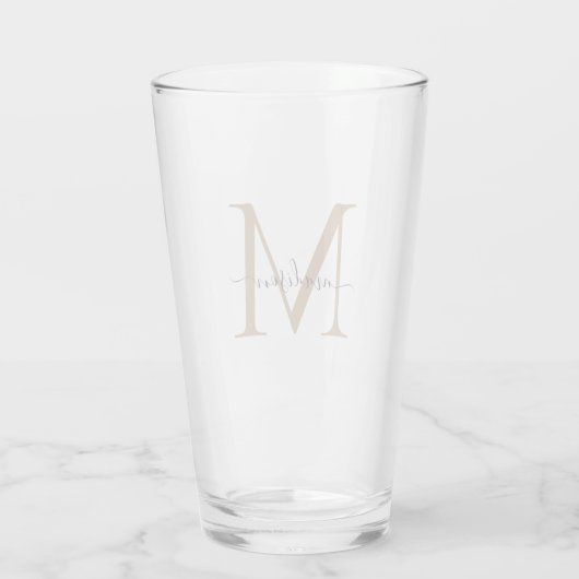 Klassiek Zwart Goud Monogram Elegante Script Naam Glas (Achterkant)