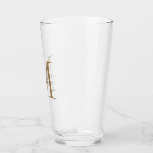 Klassiek Zwart Goud Monogram Elegante Script Naam Glas (Links)