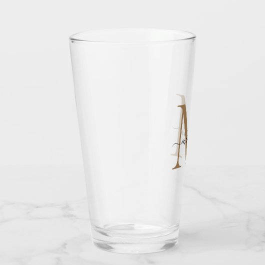 Klassiek Zwart Goud Monogram Elegante Script Naam Glas (Rechts)