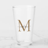 Klassiek Zwart Goud Monogram Elegante Script Naam Glas (Voorkant)