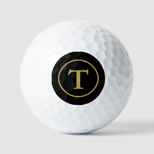 Klassiek zwart & goud monogram golfballen (Voorkant)