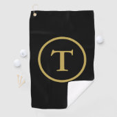 Klassiek zwart & goud monogram golfhanddoek (Insitu)