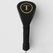 Klassiek zwart & goud monogram golfheadcover (Voorkant)