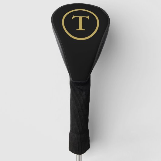 Klassiek zwart & goud monogram golfheadcover (Voorkant)
