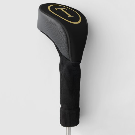 Klassiek zwart & goud monogram golfheadcover (Schuin)