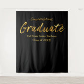 Klassiek zwart goud schrift gelukwensen afgestudee wandkleed (Voorkant)