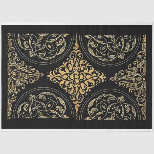 Klassiek zwart & goud sierweefselpapier tissuepapier (Voorkant)