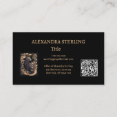 Klassiek Zwart Gouden Art Nouveau Profiel Kat Visitekaartje (Achterkant)