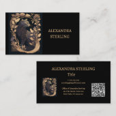 Klassiek Zwart Gouden Art Nouveau Profiel Kat Visitekaartje (Voorkant / Achterkant)