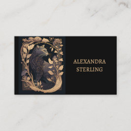 Klassiek Zwart Gouden Art Nouveau Profiel Kat Visitekaartje