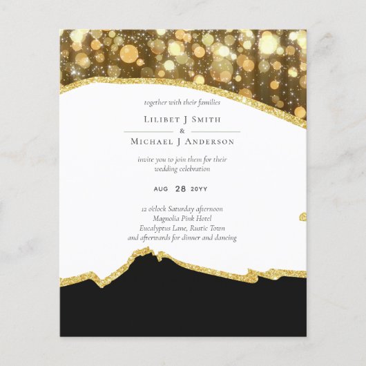 KLASSIEK Zwart Gouden Glitter Bruiloft Flyer (Voorkant)