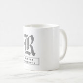 Klassiek zwart, grijs en wit Klassiek monogram Koffiemok (Voorkant rechts)