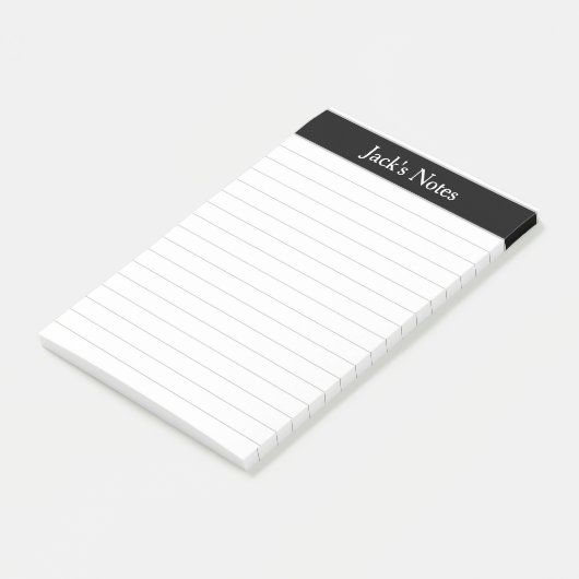 Klassiek zwart grijs, gepersonaliseerd post-it® notes (Schuin)