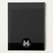Klassiek zwart grijs wit geometrisch modern monogr planner (Achterkant)