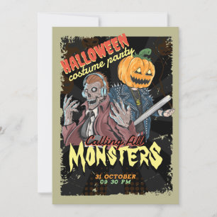 Klassiek zwart halloween verkleedfeest kaart