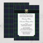 Klassiek zwart horloge Tartan bruiloft uitnodiging (Voorkant / Achterkant)