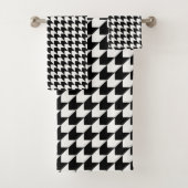 Klassiek zwart houndstooth patroon bad handdoek (Insitu)