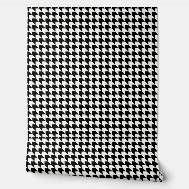Klassiek zwart houndstooth patroon behang (Afrollen)