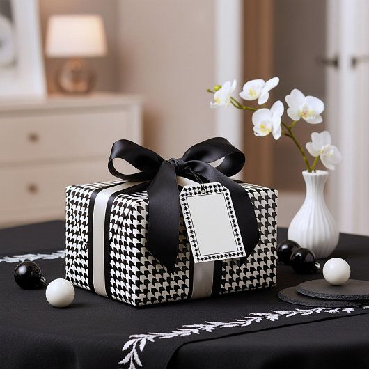 Klassiek zwart houndstooth patroon cadeaupapier