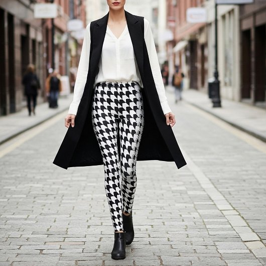 Klassiek zwart houndstooth patroon leggings