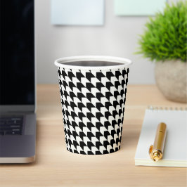 Klassiek zwart houndstooth patroon papieren bekers