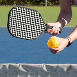 Klassiek zwart houndstooth patroon pickleball paddle
