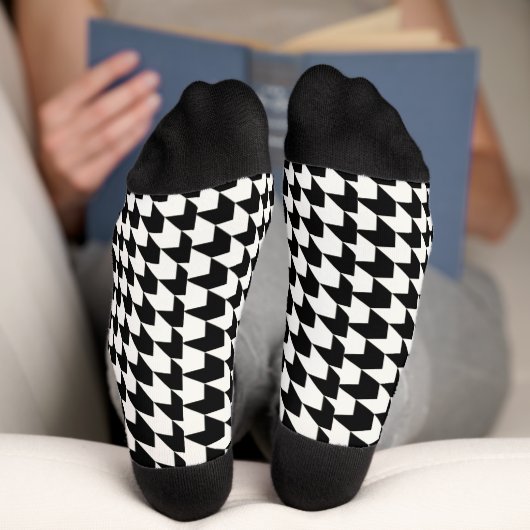 Klassiek zwart houndstooth patroon sokken (Onderkant)