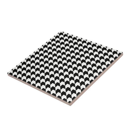 Klassiek zwart houndstooth patroon tegeltje (Zijkant)