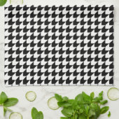 Klassiek zwart houndstooth patroon theedoek (Gevouwen)