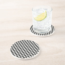 Klassiek zwart houndstooth patroon zandsteen onderzetter