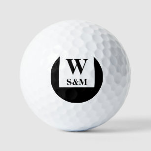 Klassiek zwart huwelijksmonogram golfballen