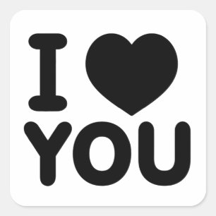 Klassiek zwart "I Love You" hart Vierkante Sticker