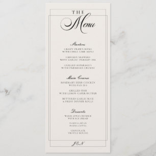 Klassiek Zwart Ivoor Calligrafie Trouwmenu Menu
