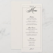 Klassiek Zwart Ivoor Calligrafie Trouwmenu Menu (Voorkant / Achterkant)