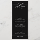 Klassiek Zwart Ivoor Calligrafie Trouwmenu Menu (Voorkant)
