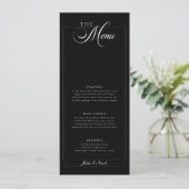 Klassiek Zwart Ivoor Calligrafie Trouwmenu Menu (Staand voorkant)