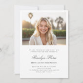 Klassiek zwart kalligrafie Afstuderen Aankondiging (Achterkant)