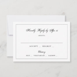Klassiek zwart kalligrafie monogram frame trouwen RSVP kaartje