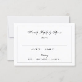 Klassiek zwart kalligrafie monogram frame trouwen RSVP kaartje