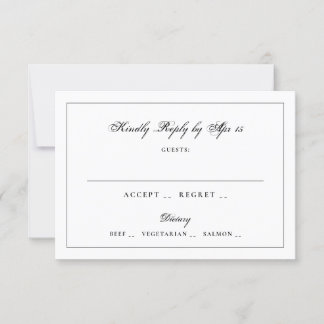 Klassiek zwart kalligrafie monogram frame trouwen RSVP kaartje