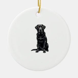 Klassiek zwart Labrador Retriever-hondportretillus Keramisch Ornament