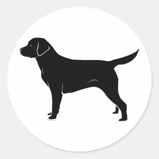 Klassiek zwart labrador retriever silhouet ronde sticker (Voorkant)