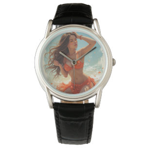 Klassiek zwart lederen horloge (C.C)