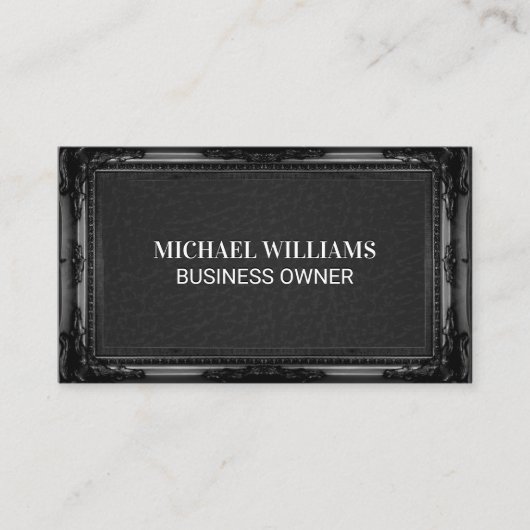 Klassiek zwart Lijst | lederen textuur Visitekaartje (Voorkant)