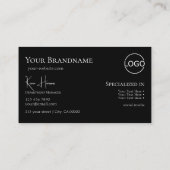 Klassiek zwart met monogram en Logo stijlvol Visitekaartje (Achterkant)